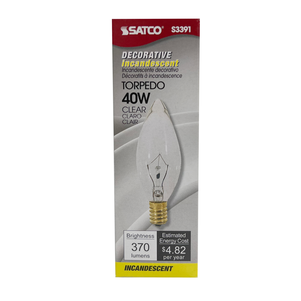 Satco S12114 Halogen Bulb - 500W T4 Clear Mini Candelabra Base 120V